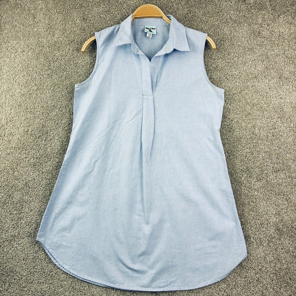 Haley and the Hound Tunic Dress  Size M Blue Preppy Cotton Coastal Preppy USA